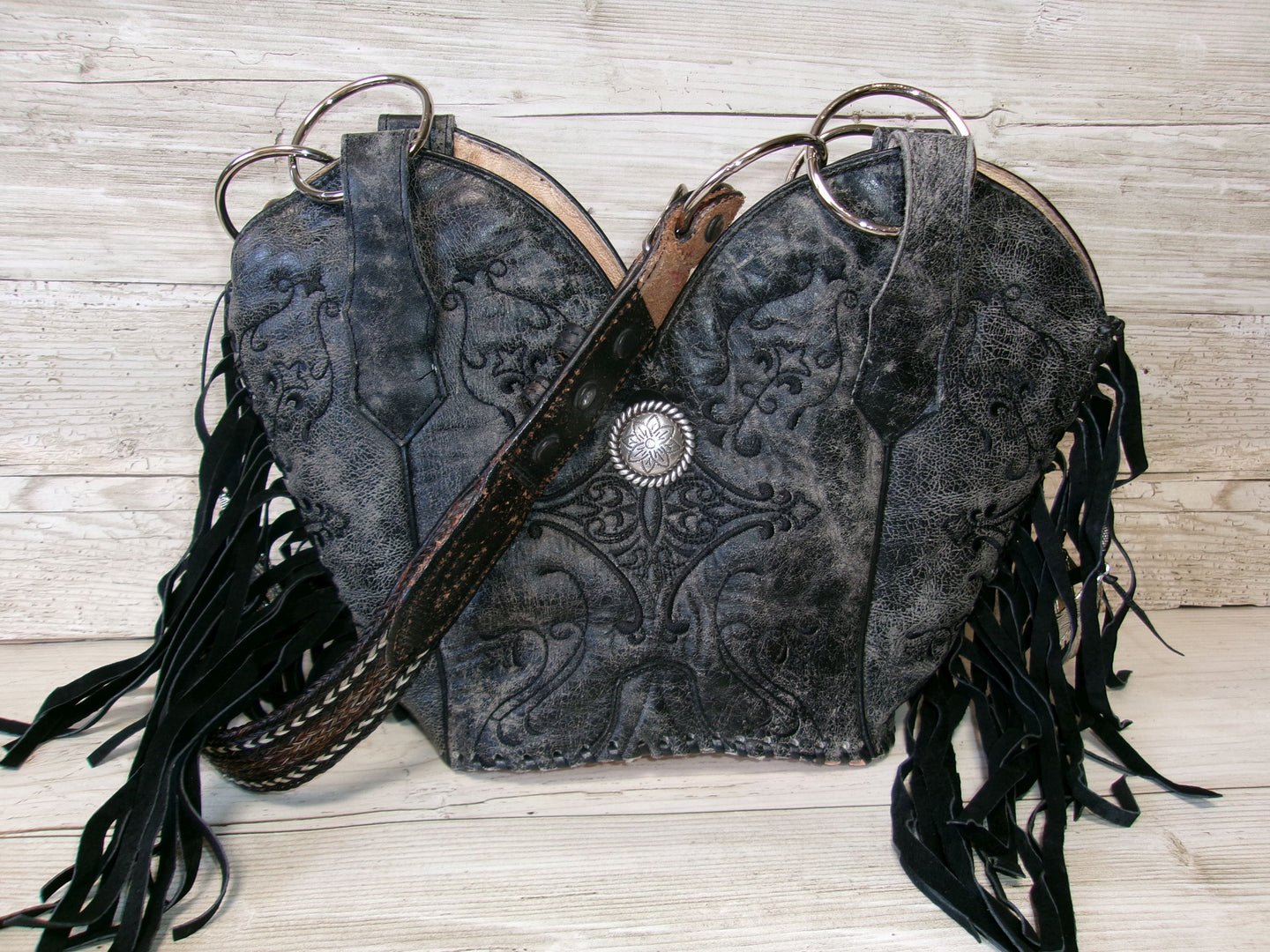 Double Cowboy Boot Purse with Fringe DB351
